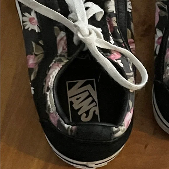 Vans Black and Pink Floral Shoes - Picture 3 of 8